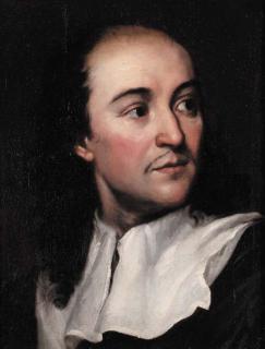 Guillaume Courtois - Portrait of a Gentleman, small bust-length, wearing a black tunic