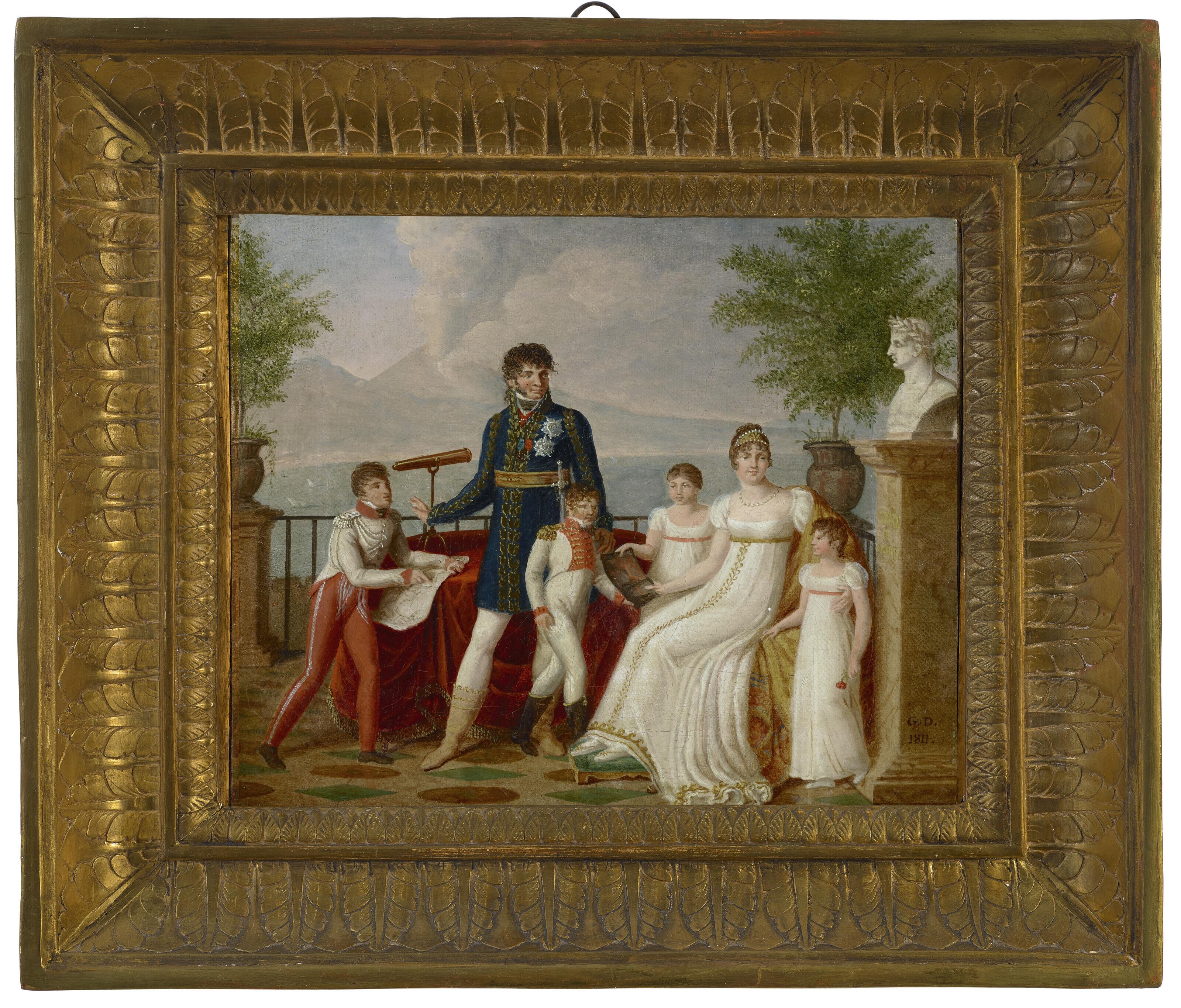 Guillaume Désiré Joseph Descamps - Portrait Of Joachim Murat (1767-1815), His Wife, Caroline Bonaparte (1782-1839) And Their Family, With A View Of Naples Beyond