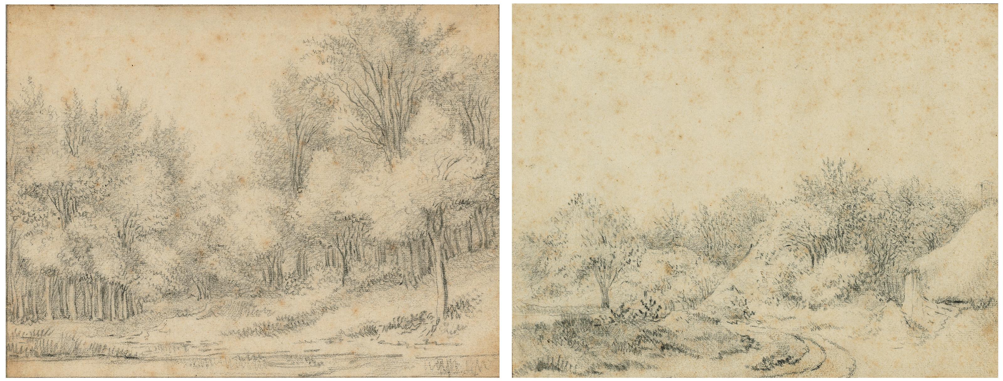Guillaume Dubois - Landscape With Some Trees, A River In The Foreground; And A Landscape With A Road By Some Houses