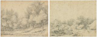 Guillaume Dubois - Landscape With Some Trees, A River In The Foreground; And A Landscape With A Road By Some Houses