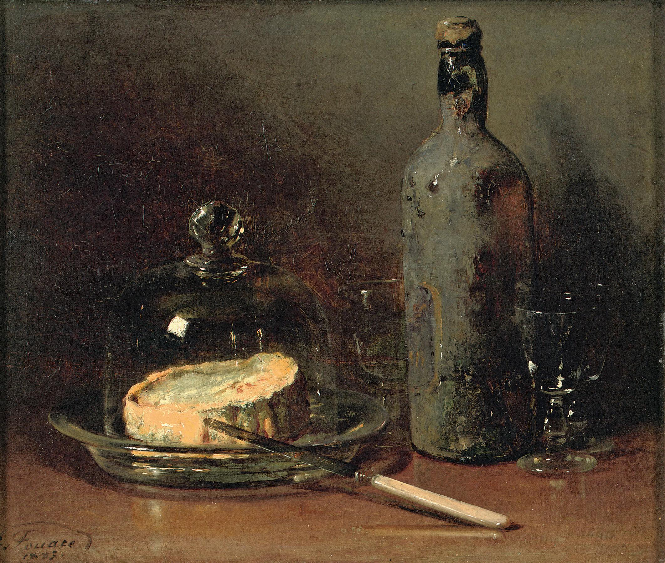Guillaume-Romain Fouace - A still life with cheese and wine