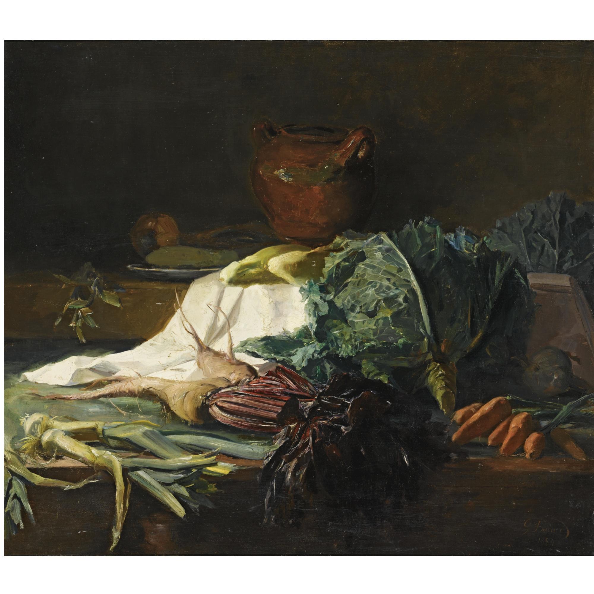 Guillaume-Romain Fouace - French a Kitchen Still Life