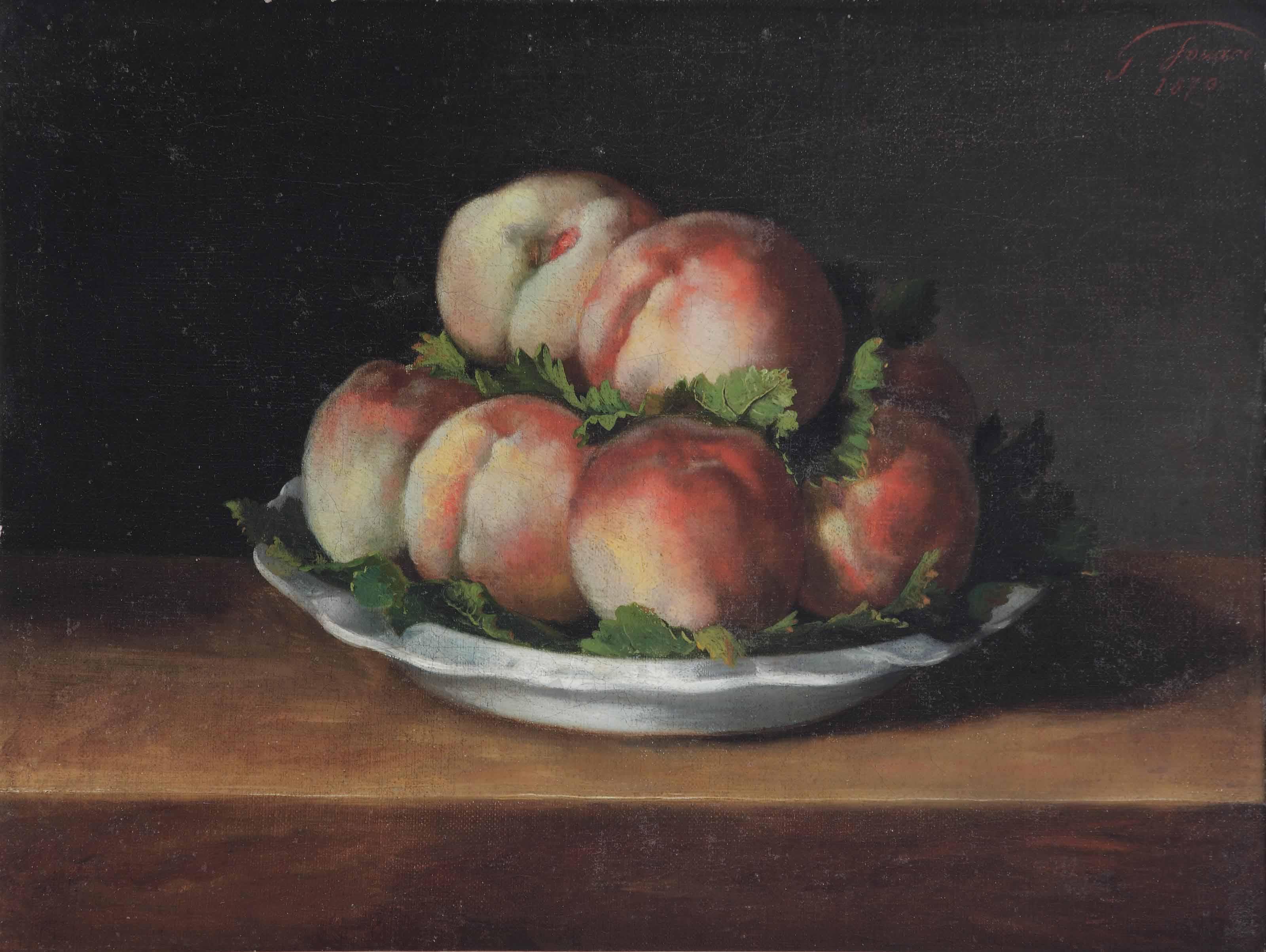 Guillaume-Romain Fouace - Peaches on a plate
