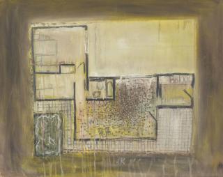 Guillermo Kuitca - Untitled (Planta con fondo amarillo)