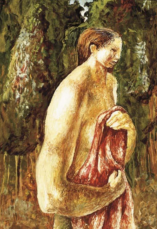 Guillermo Meza - Mujer con manto rosa