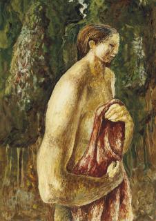 Guillermo Meza - Mujer con manto rosa