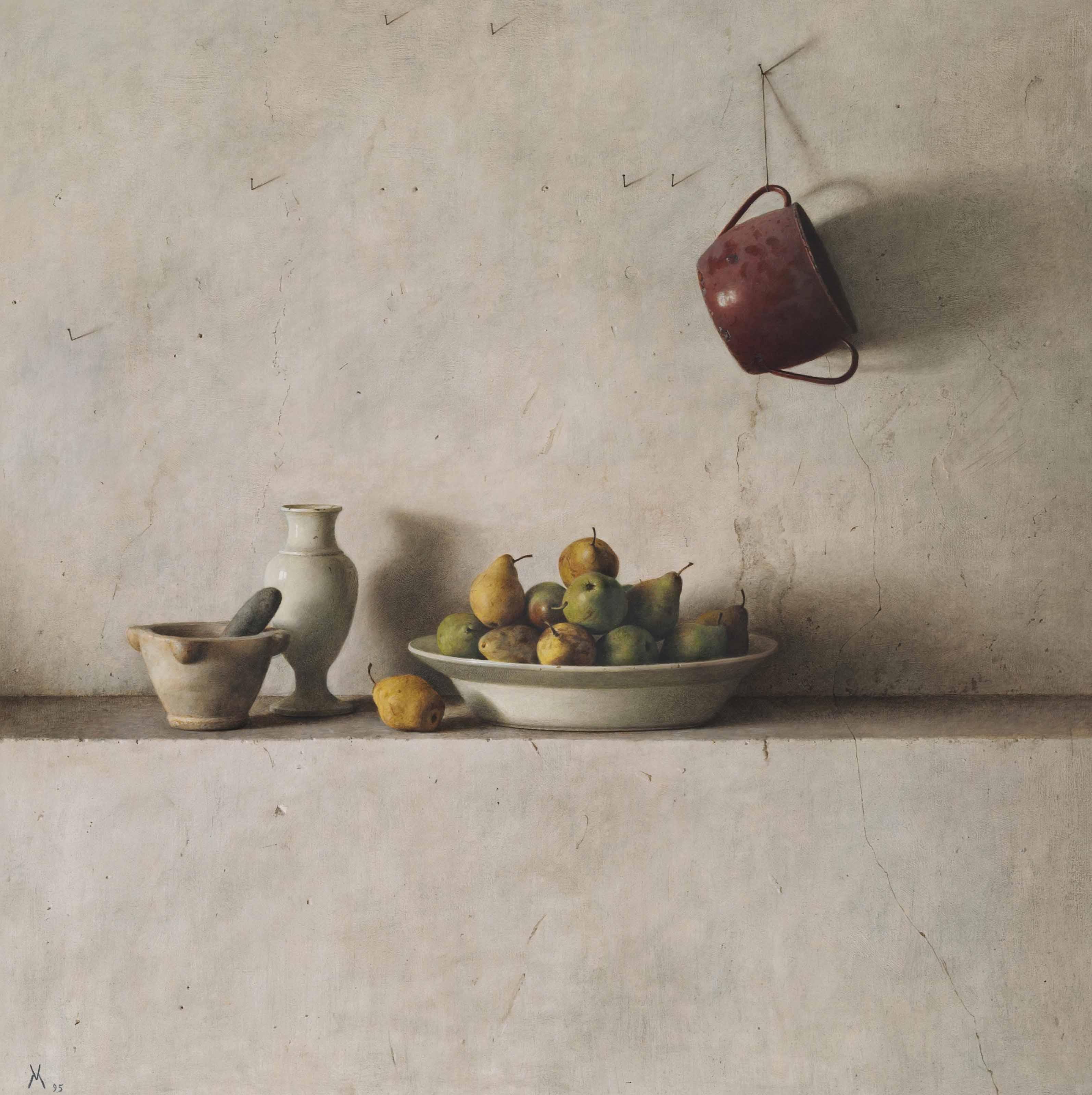 Guillermo Muñoz Vera - Peras sobre pared blanca