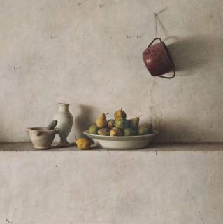 Guillermo Muñoz Vera - Peras sobre pared blanca