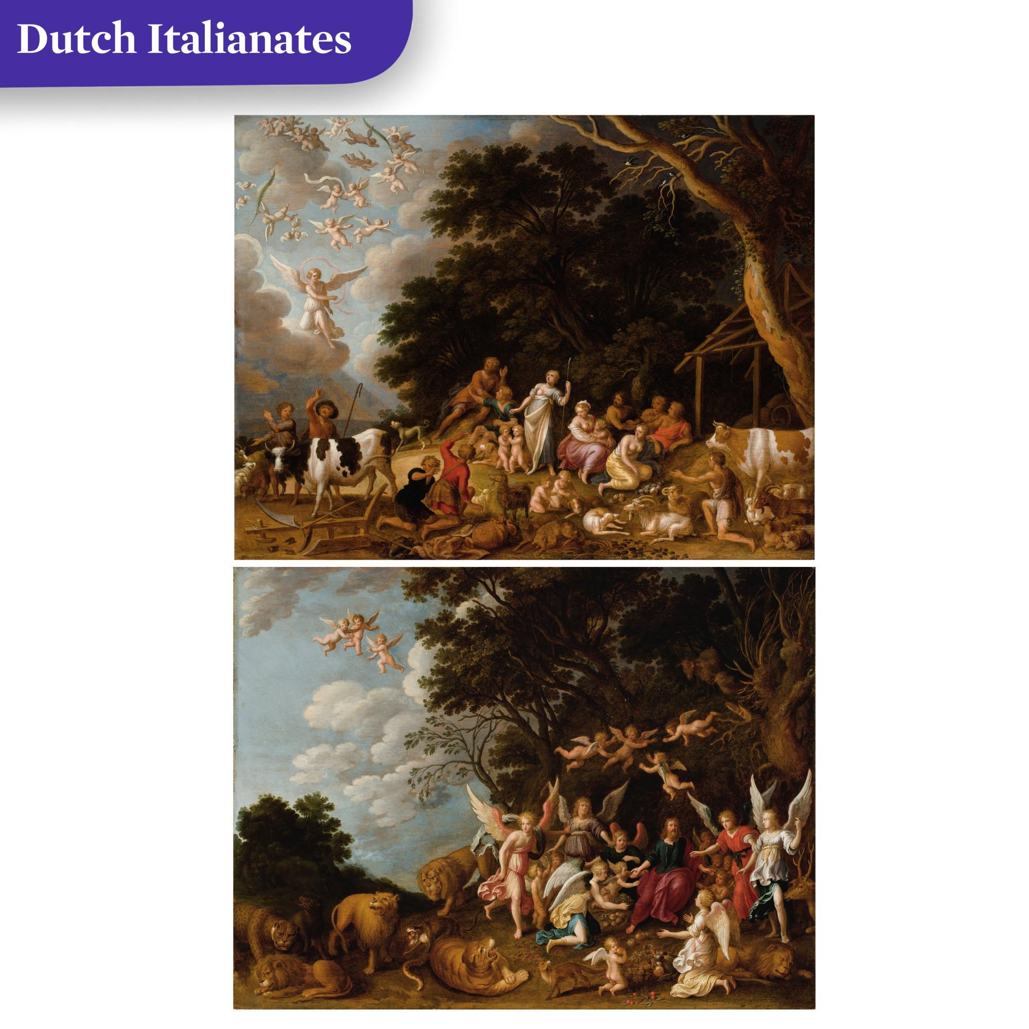 Guilliam Van Nieulandt The Younger - The Annunciation to the Shepherds; Christ comforted by the Angels