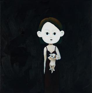 Gunilla Jähnichen - Ohne Titel (Frau mit Hund)