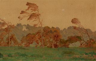 Gunnar Widforss - Pines at Monterey 12 x 18 1/8 in. framed 21 3/4 x 27 in.