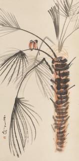 Guo Dawei - Two Birds on Palm Tree