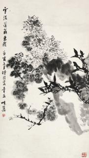 Guo Weiqu - Chrysanthemum And Rocks