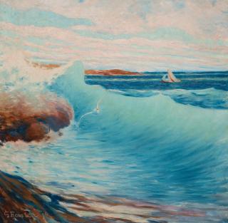 Gustaf Fjaestad - Kosterbåt på dyningar