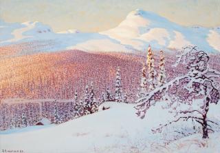 Gustaf Fjaestad - Landscape in winter