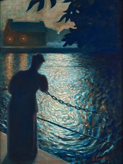 Gustaf Fjaestad - Moonlit scene, Örebro