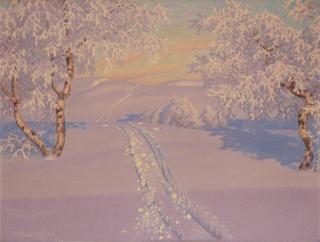Gustaf Fjaestad - Ski Tracks in the Afternoon Sun