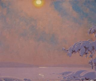 Gustaf Fjaestad - Sunlit winter landscape