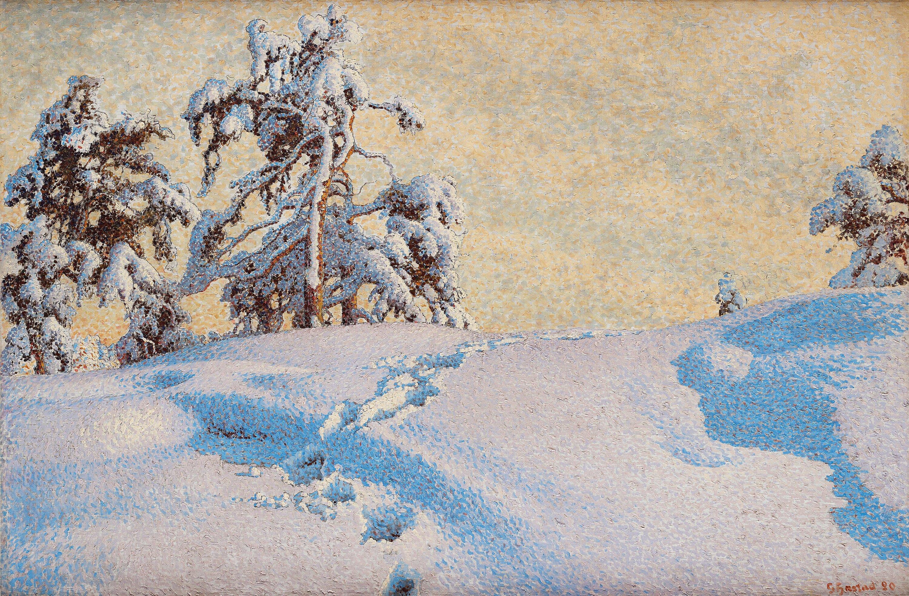 Gustaf Fjaestad - Tracks in deep snow