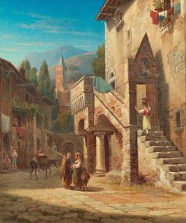Gustaf Wilhelm Palm - Ilalian town with figures