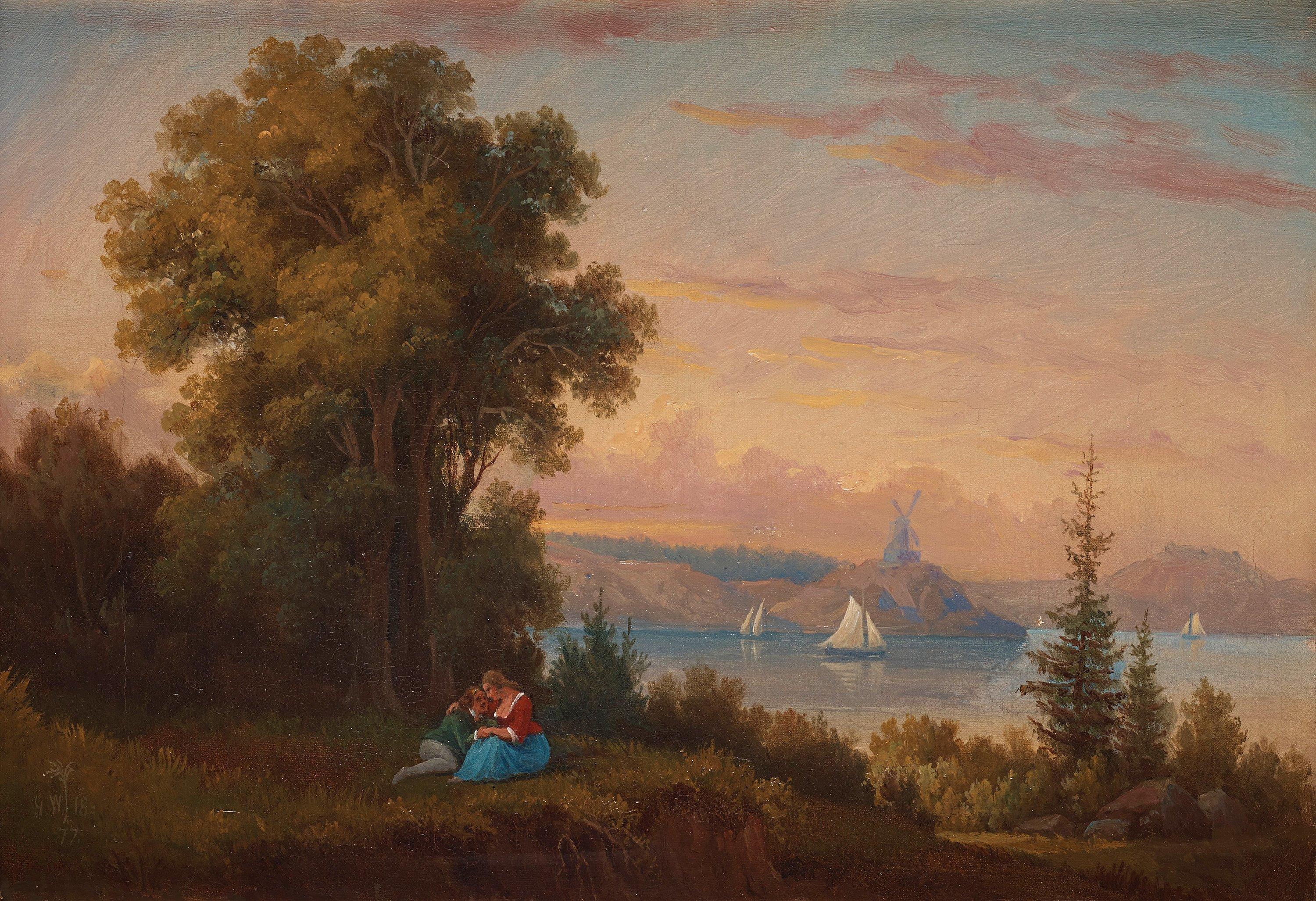 Gustaf Wilhelm Palm - Kurtis på Djurgården, i fonden kvarnen \