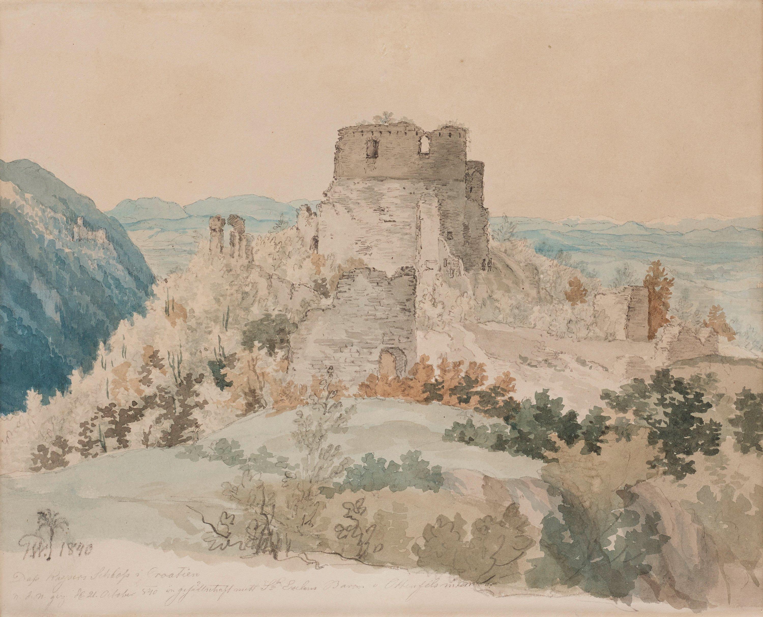 Gustaf Wilhelm Palm - Ruinerna av det kejserliga slottet utanför Split, Kroatien.