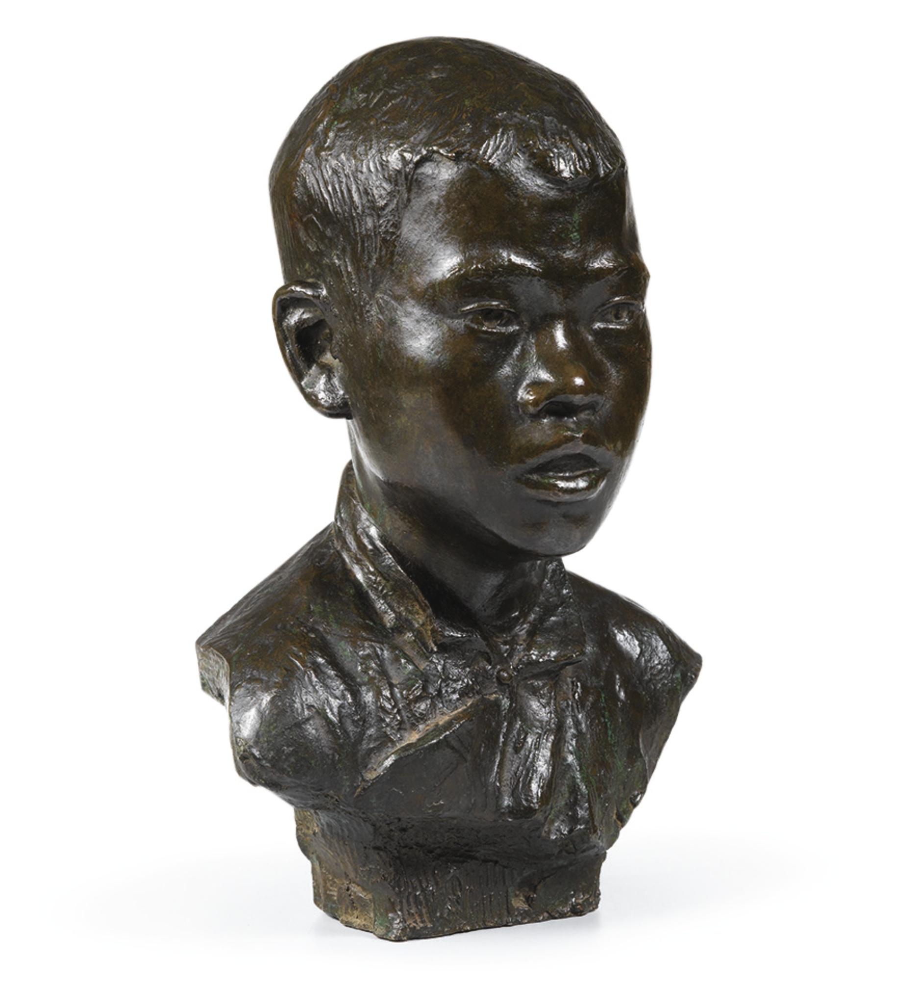 Gustav Adolphe Hierholz - Tête De Jeune Garçon Vietnamien (Head Of A Young Vietnamese Boy)