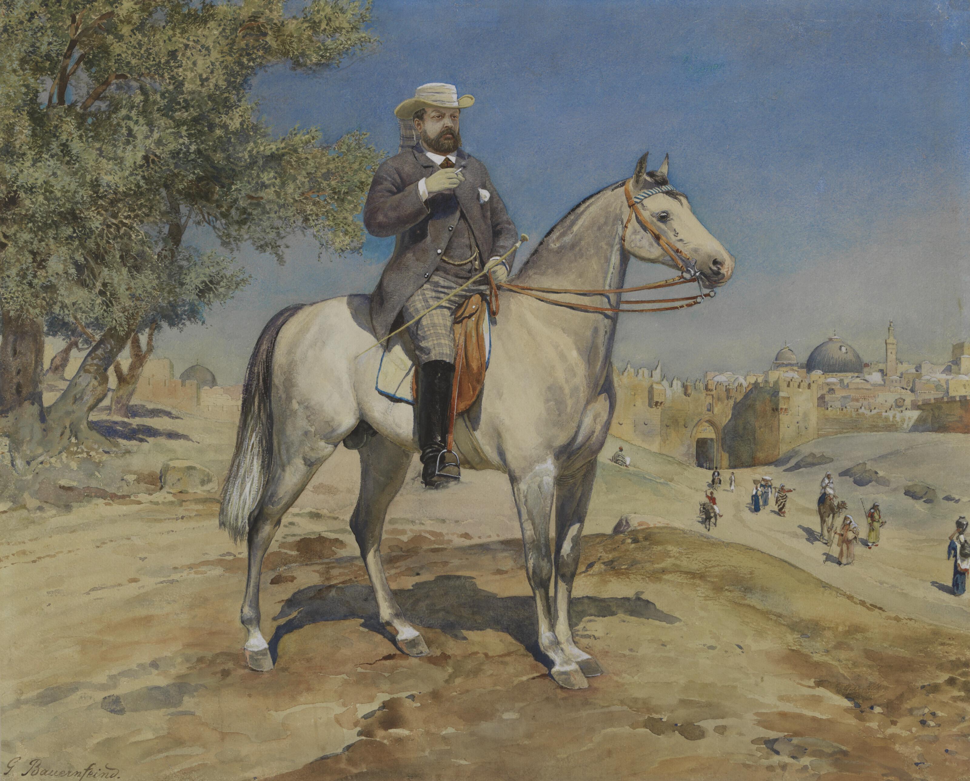 Gustav Bauernfeind - A horseman by a Jerusalem Gate