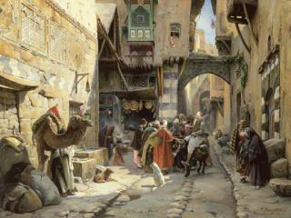 Gustav Bauernfeind - A Street Scene, Damascus
