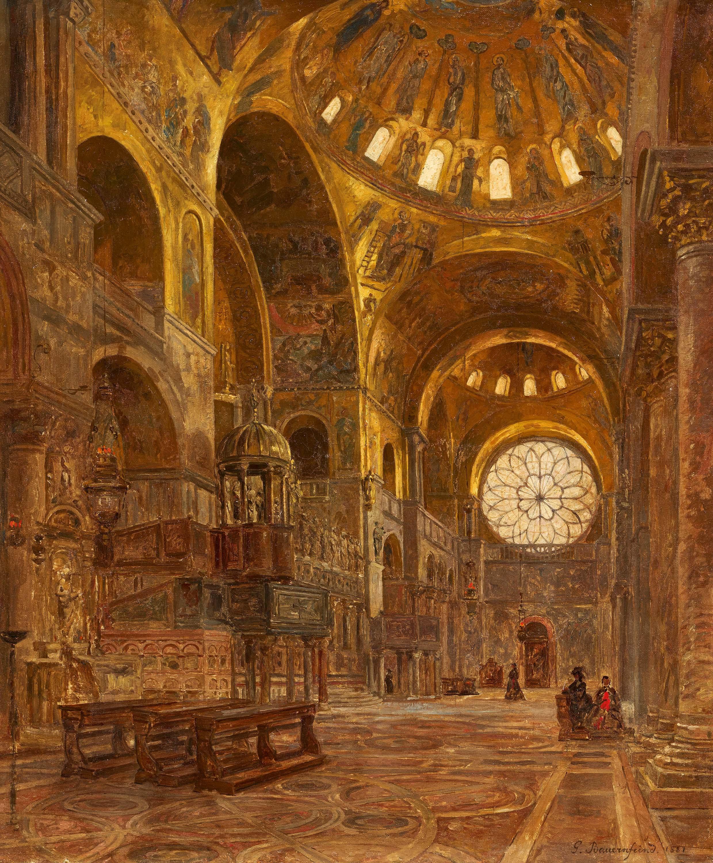 Gustav Bauernfeind - Unter der Kuppel von San Marco in Venedig.