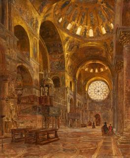 Gustav Bauernfeind - Unter der Kuppel von San Marco in Venedig.