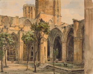 Gustav Friedrich Papperitz - Blick in den Kreuzgang der Kathedrale La Santa Creu i Santa