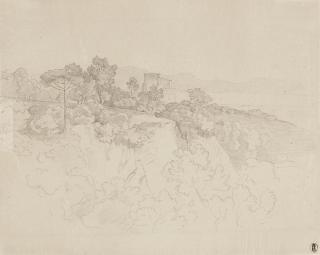 Gustav Heinrich Naeke - Italienische Landschaft mit Burg am Wasser.