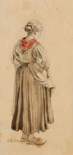 Gustav Jacob Canton - Junge Bäuerin, von hinten gesehen.