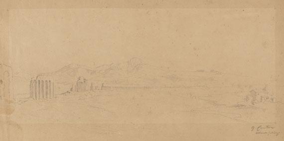 Gustav Jakob Canton - 2 Bll.: Felsige Landschaft. Antike Wasserleitung in den Albaner Bergen