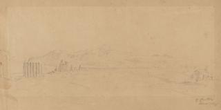 Gustav Jakob Canton - 2 Bll.: Felsige Landschaft. Antike Wasserleitung in den Albaner Bergen