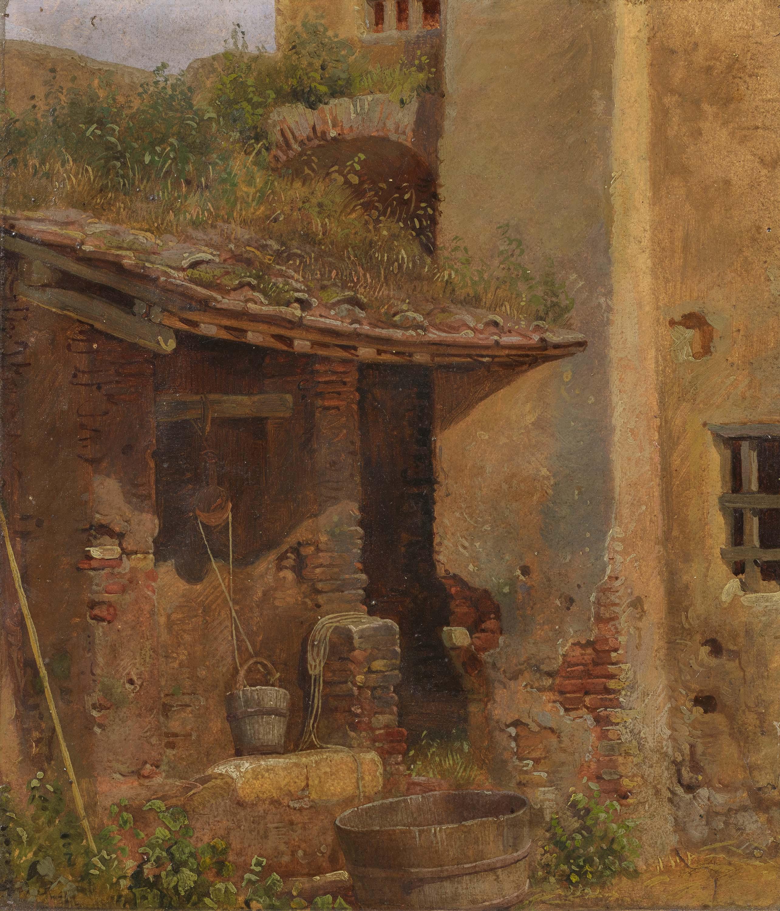 Gustav Jakob Canton - Italienischer Hof mit Brunnenhaus.