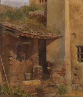 Gustav Jakob Canton - Italienischer Hof mit Brunnenhaus.