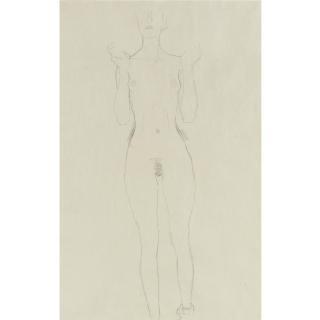 Gustav Klimt - Akt Mit Erhobenen Unterarmen (Nude With Raised Arms)
