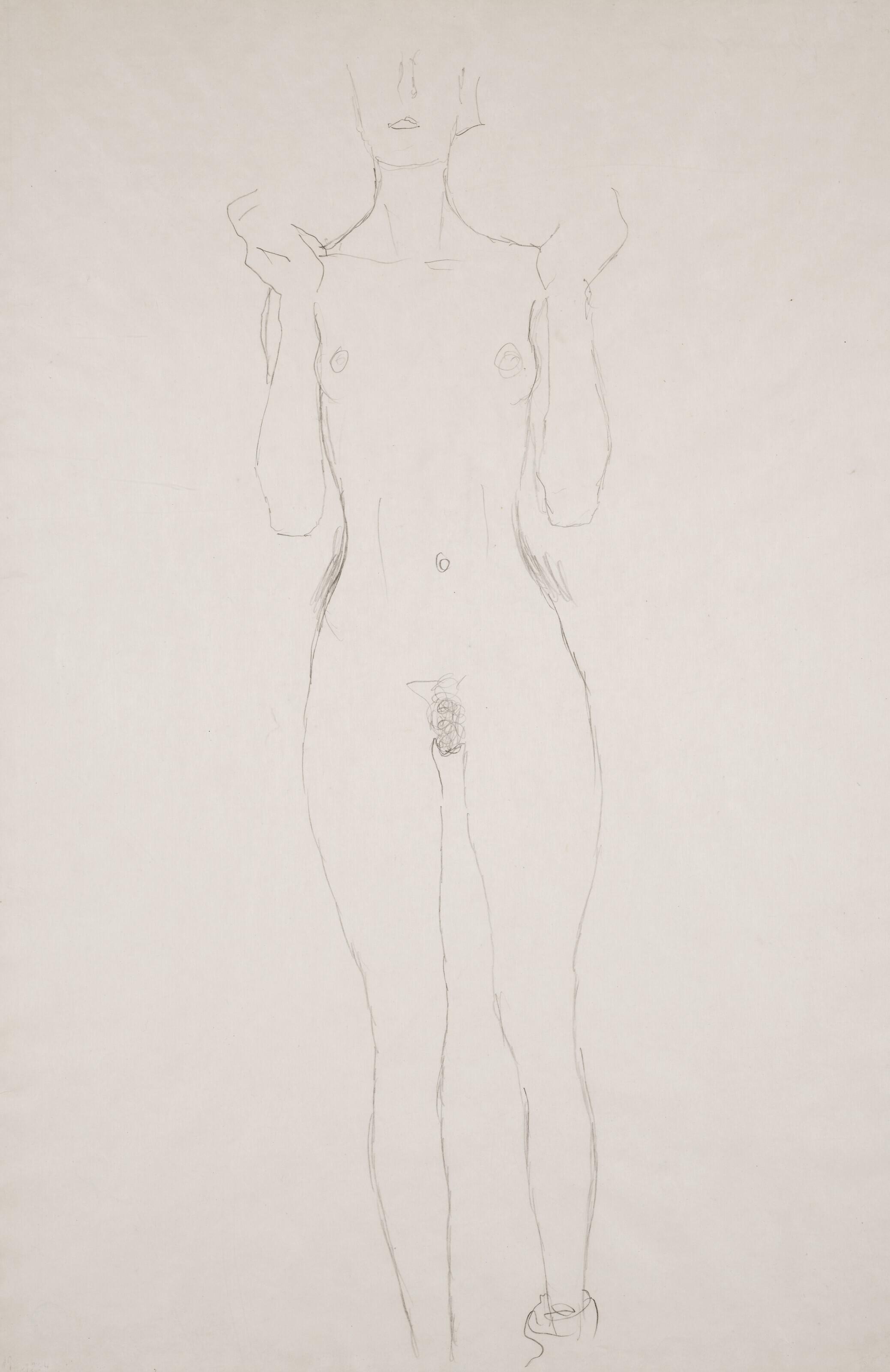 Gustav Klimt - Akt mit erhobenen Unterarmen