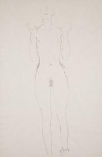 Gustav Klimt - Akt mit erhobenen Unterarmen