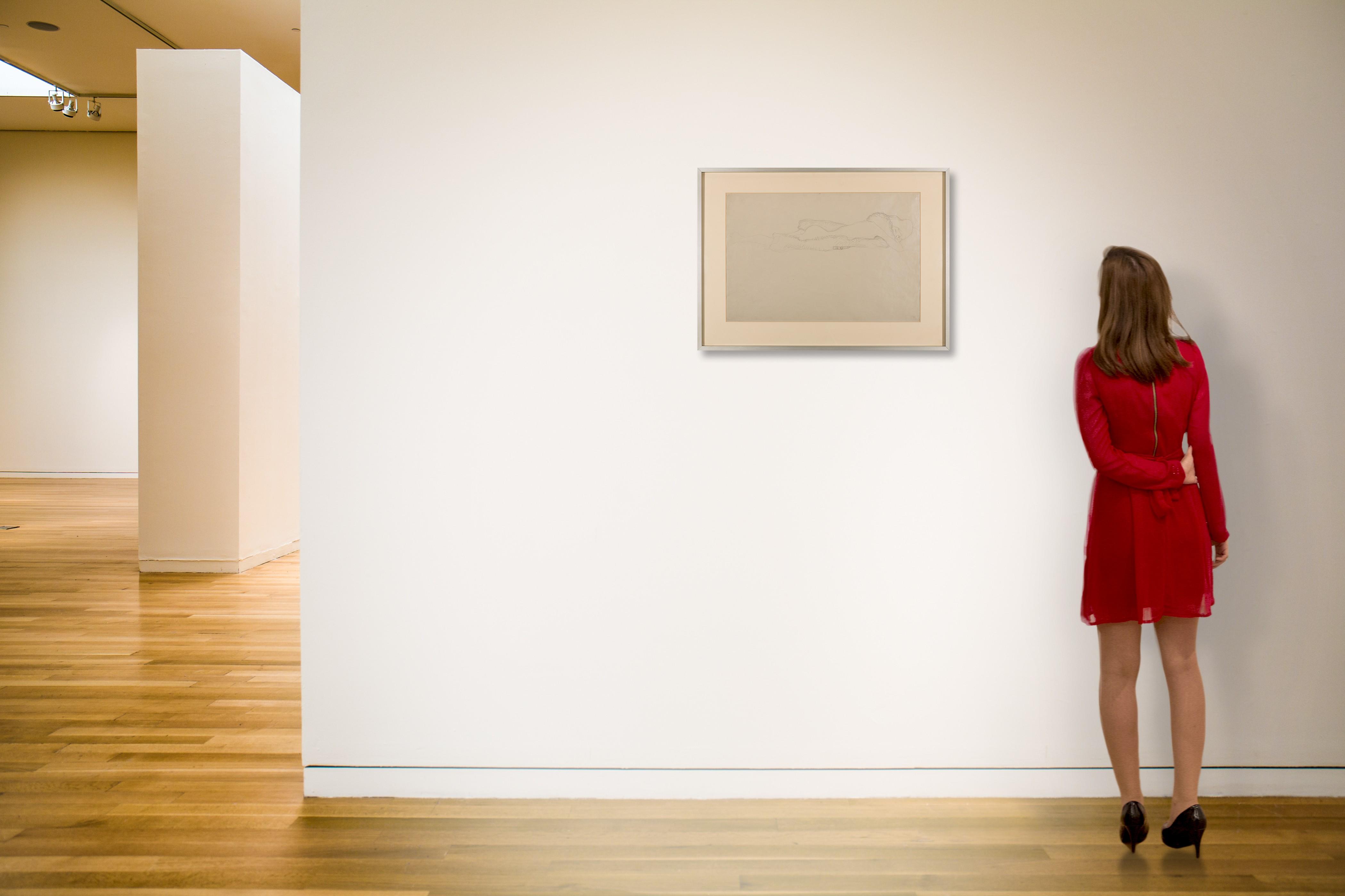 Gustav Klimt - Auf dem Bauch liegender Akt mit Pelzboa (Reclining Nude with Fur Boa)