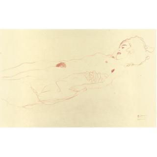 Gustav Klimt - Auf Dem Rücken Liegender Akt Nach Rechts (Reclining Nude To The Right) 
