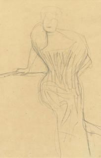 Gustav Klimt - Aufgestützt sitzend