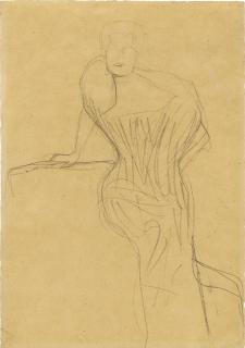 Gustav Klimt - Aufgestüzt Sitzend