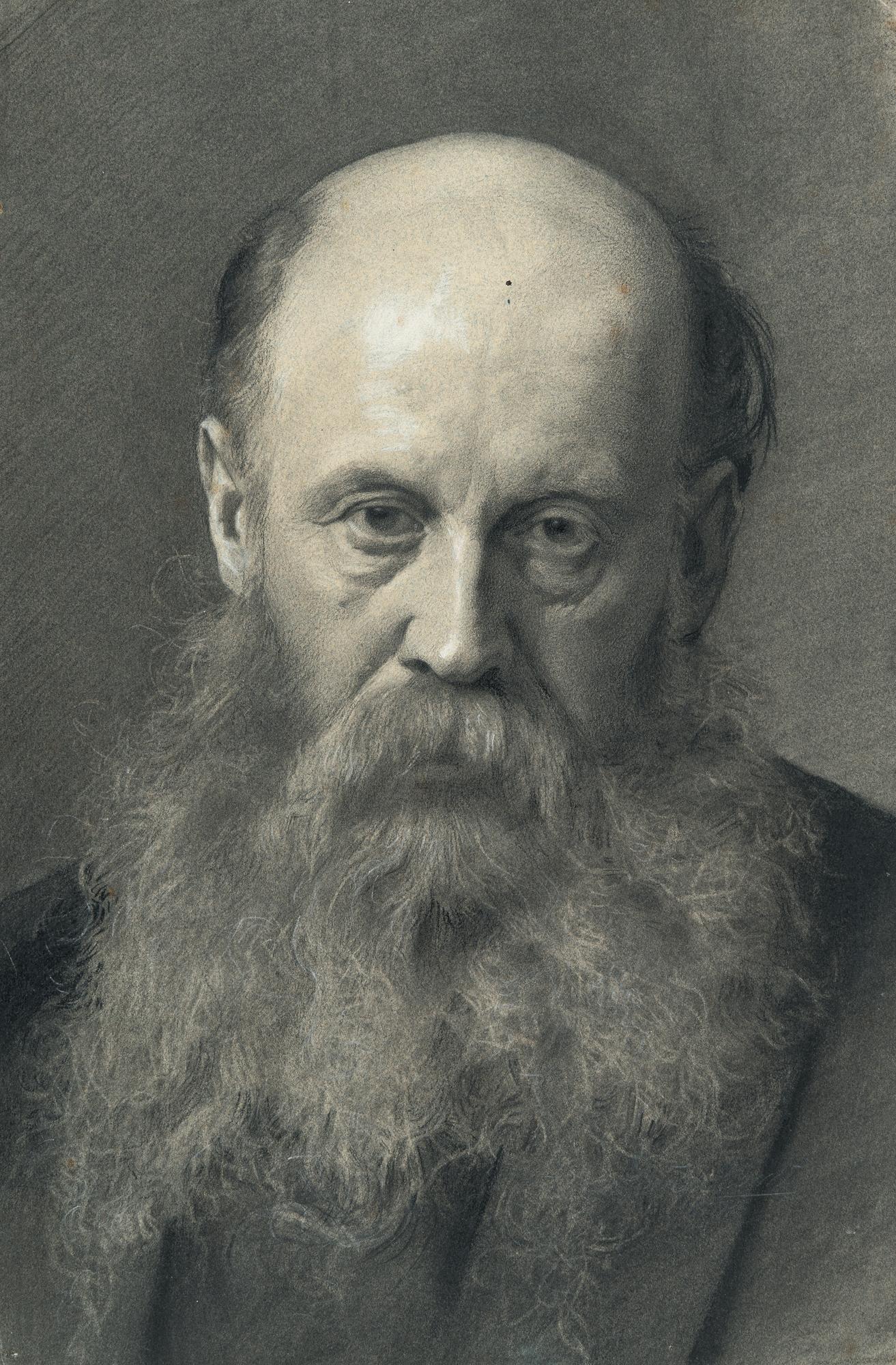 Gustav Klimt - Brustbild eines bärtigen Mannes von vorne