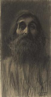 Gustav Klimt - Brustbild eines bärtigen Mannes von vorne