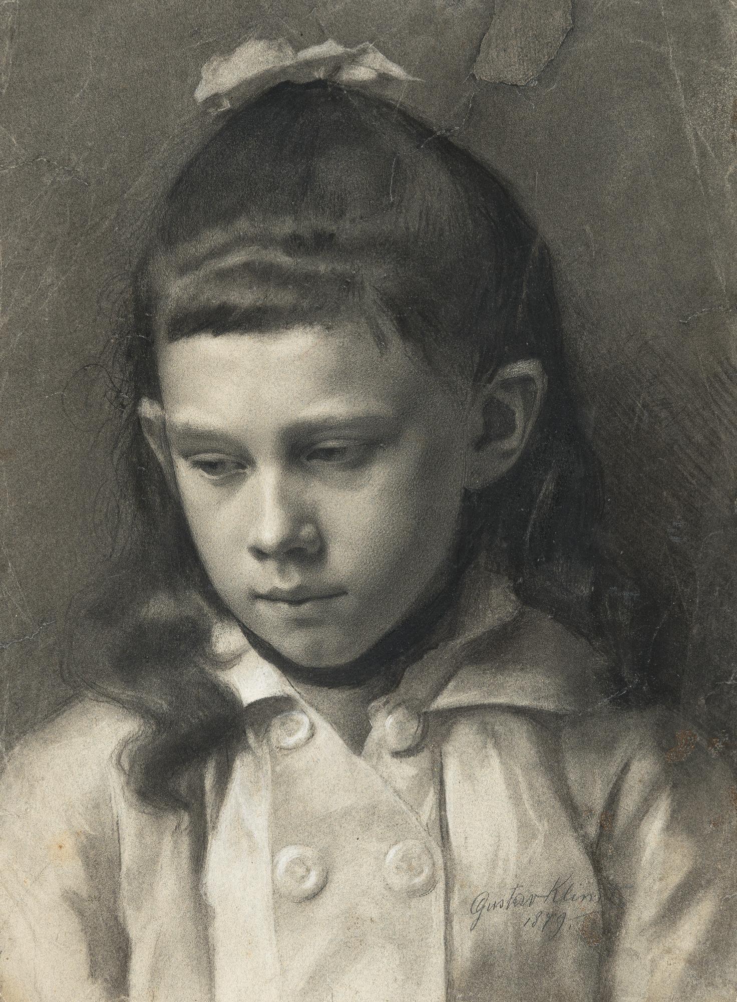 Gustav Klimt - Brustbild eines kleinen Mädchens mit leichter Wendung des Kopfes