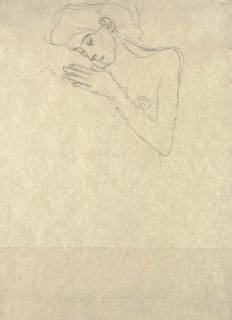 Gustav Klimt - Brustbild eines Mädchens mit angewinkeltem Arm