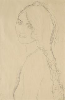Gustav Klimt - Brustbild Eines Mädchens Mit Herabhängenden Haaren (Half-Length Portrait Of A Girl With Flowing Hair)